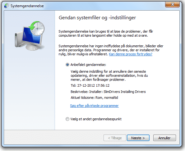 Windows Systemgendannelse