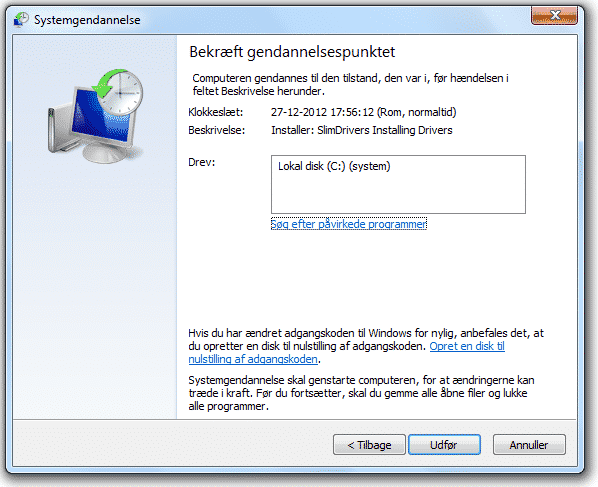 Windows Systemgendannelse