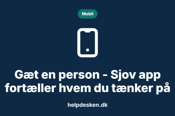 Grafisk featured image i kategorien Mobil, med et stiliseret device mobile-ikon på ensfarvet baggrund, der illustrerer emnet «Gæt en person - Sjov app fortæller hvem du tænker på».