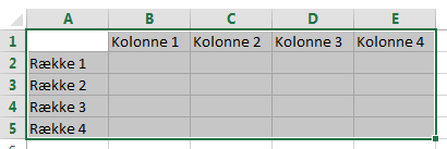Bytte om på rækker og kolonner i Excel