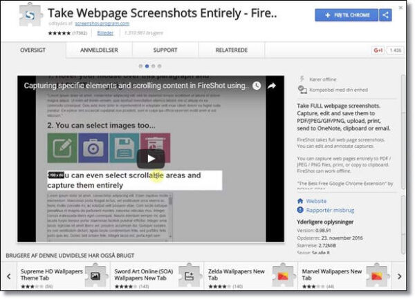 google chrome webstore fireshot