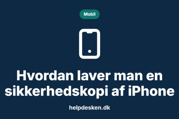 Grafisk featured image i kategorien Mobil, med et stiliseret device mobile-ikon på ensfarvet baggrund, der illustrerer emnet Hvordan laver man en sikkerhedskopi af iPhone