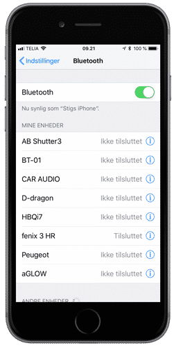 Aktivere Bluetooth på iPhone - Tilslut Bluetooth enhed