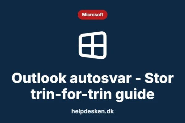 Grafisk featured image i kategorien Microsoft, med et stiliseret brand windows-ikon på ensfarvet baggrund, der illustrerer emnet «Outlook autosvar - Stor trin-for-trin guide».