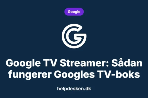 Grafisk featured image i kategorien Google, med et stiliseret brand google-ikon på ensfarvet baggrund, der illustrerer emnet «Google TV Streamer: Sådan fungerer Googles TV-boks».