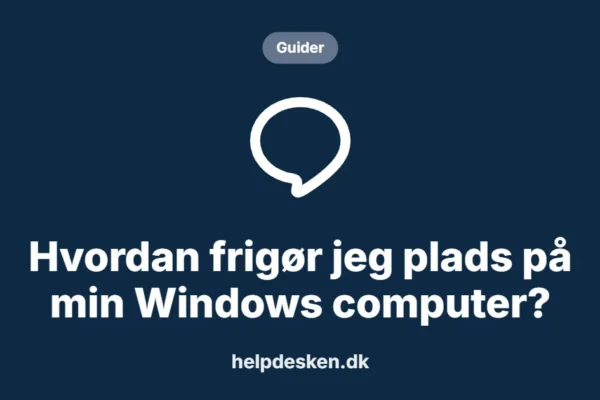 Grafisk featured image i kategorien Guider, med et stiliseret brand line-ikon på ensfarvet baggrund, der illustrerer emnet «Hvordan frigør jeg plads på min Windows computer?».