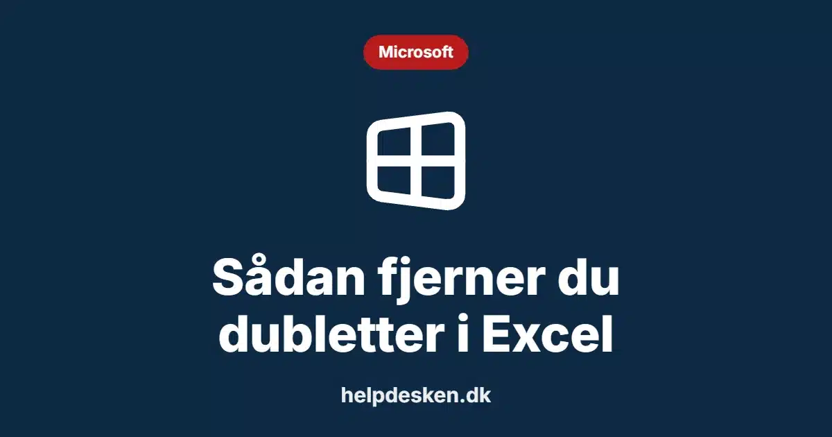 Grafisk featured image i kategorien Microsoft, med et stiliseret brand windows-ikon på ensfarvet baggrund, der illustrerer emnet «Sådan skifter du RAMSådan fjerner du dubletter i Excel».