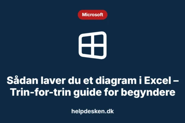 Grafisk featured image i kategorien Microsoft, med et stiliseret brand windows-ikon på ensfarvet baggrund, der illustrerer emnet «Sådan laver du et diagram i Excel – Trin-for-trin guide for begyndere».