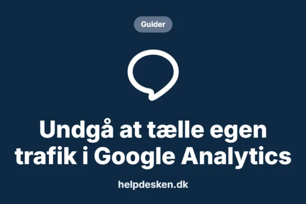 Grafisk featured image i kategorien Guider, med et stiliseret brand line-ikon på ensfarvet baggrund, der illustrerer emnet «Undgå at tælle egen trafik i Google Analytics».