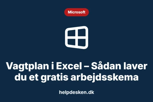 Grafisk featured image i kategorien Microsoft, med et stiliseret brand windows-ikon på ensfarvet baggrund, der illustrerer emnet «Vagtplan i Excel – Sådan laver du et gratis arbejdsskema».