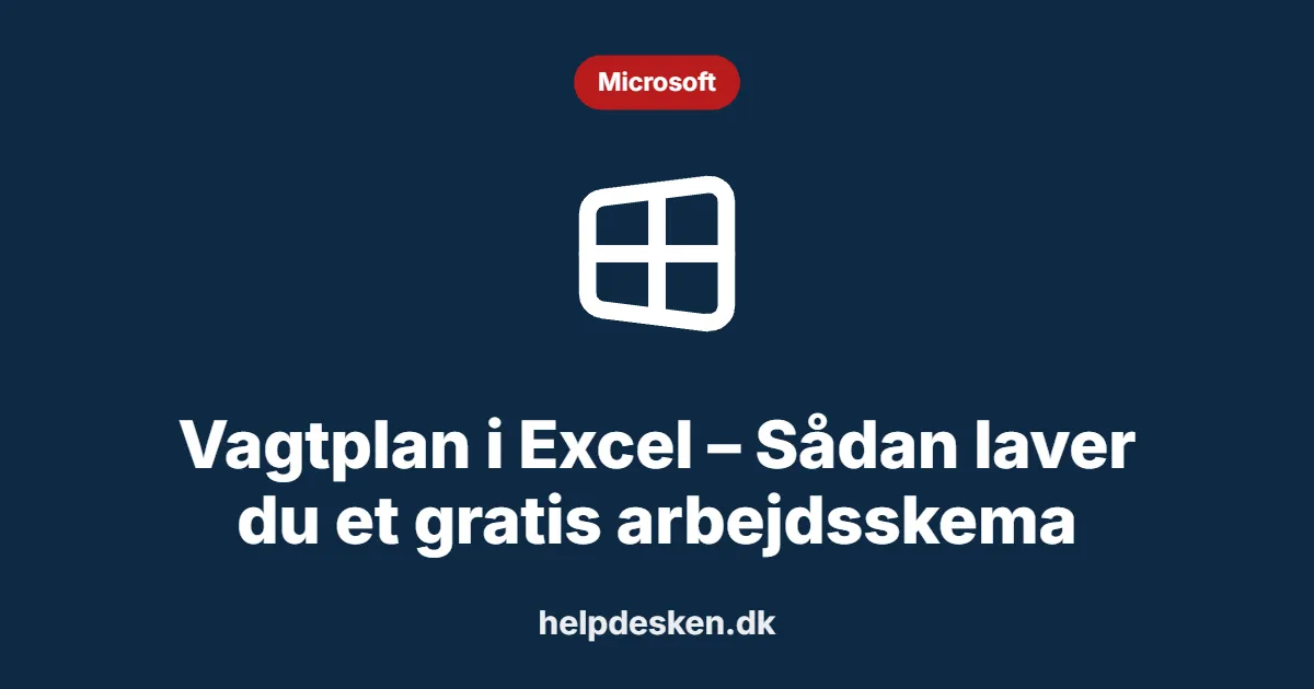 Grafisk featured image i kategorien Microsoft, med et stiliseret brand windows-ikon på ensfarvet baggrund, der illustrerer emnet «Vagtplan i Excel – Sådan laver du et gratis arbejdsskema».